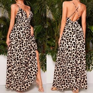 Boho leopard print maxi dress NWT